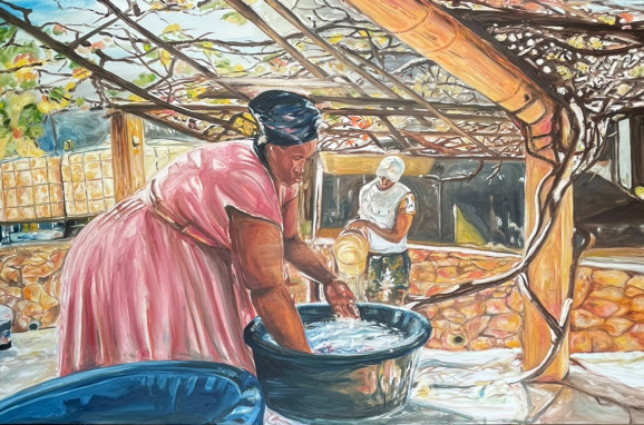 1.Outdoor Laundry A Mother and Her Son Ajao B. Lawal 2023 Oil on canvas
