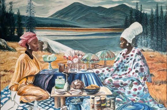 2. Picnic At the Maleshoanes Riverside Venting Ladies Ajao B. Lawal 2023 Oil on canvas