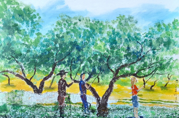 97. The Olive Harvest in Azeite De Moura Jim OBrien 2018 acrylic 47x37