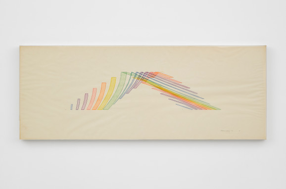 Channa Horwitz, Slices #1, 1976, coloured pencil on paper, 45.7x116.8cm